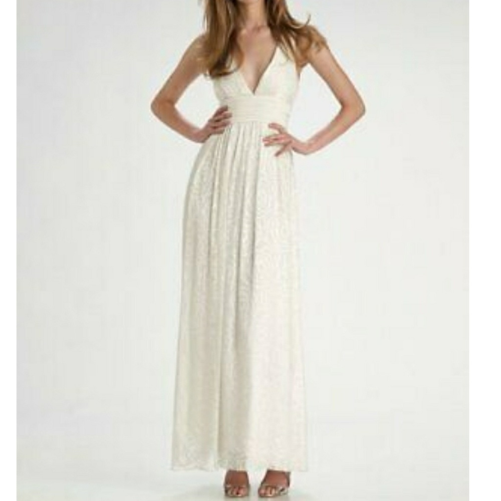 NWT BCBGMaxazria BCBG White Silk Formal Dress Gown